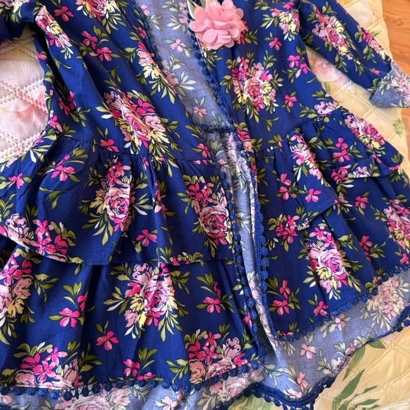 Little Lass Girls boho bohemian ruffles floral kimono open cardigan size 5 - Picture 7 of 8